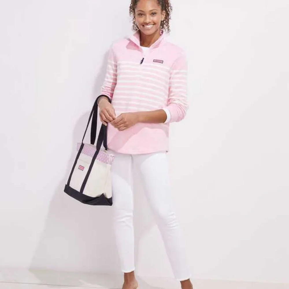 NEW PINK VINEYARD VINES DREAMCLOTH PLACED STRIPE RELAXED SHEP SHIRT SWEATER - Picture 9 of 12